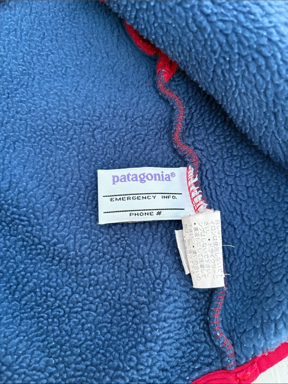 Patagonia Vintage Baby Synchilla Fleece Hoodie 24 Months Red Navy Colorblock